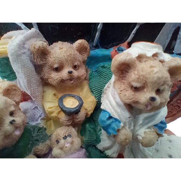 Teddy Bear Family in Sewing Basket Scene Knick Knack Vintage 3.25 Crafting Gift - Picture 5 of 16